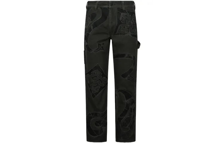 EVISU Casual Pants Men's Charcoal Gray Moderate Straight Fit Pants