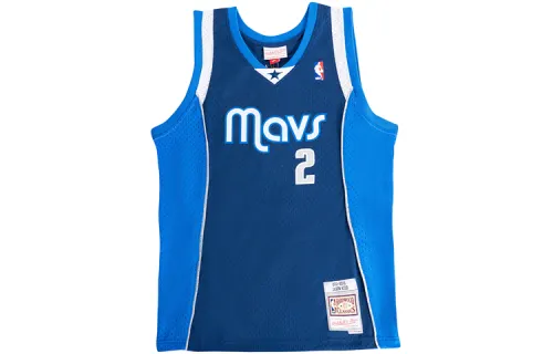 Mitchell & Ness NBA Breathable Loose Retro Basketball Jersey SW Fan Edition 2011-2012 Season Dallas Mavericks Jason Kidd No. 2 Unisex Blue