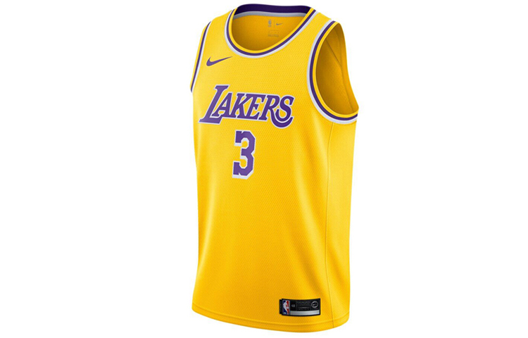 Nike NBA team limited jersey SW fan version Lakers Davis No. 3 Breathable loose sleeveless basketball vest men's yellow