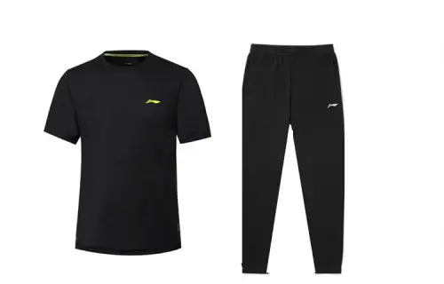Li Ning Casual Sportswear Men's Black Crew Neck Moderate