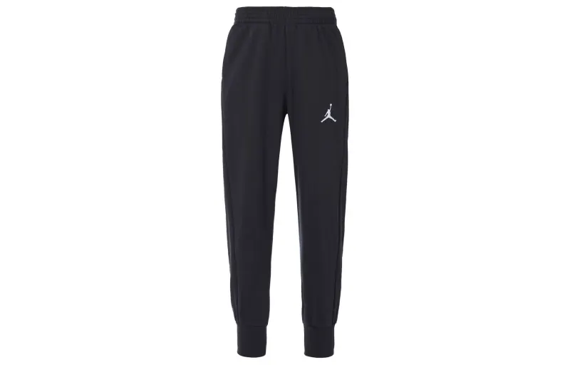 Jordan Flight Fleece Cuffed Fleece Lined Casual Long Knitted Sweatpants Men's Black