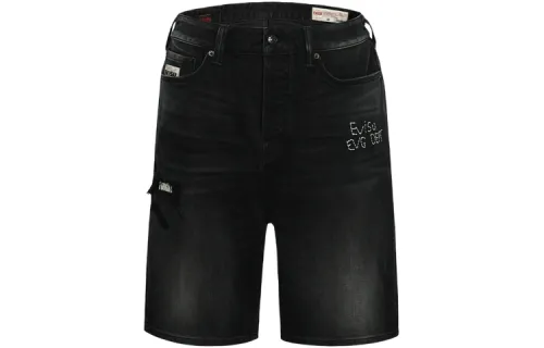 EVISU Seagull patch embroidery and Buddha head print wide version casual denim shorts men's style
