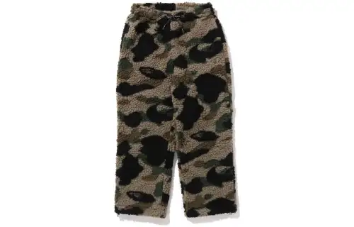 A BATHING APE 1st CAMO METAL APE Head One Point Fleece Pants Magnitile Printing Stand Straight Casual Pants Men's Green