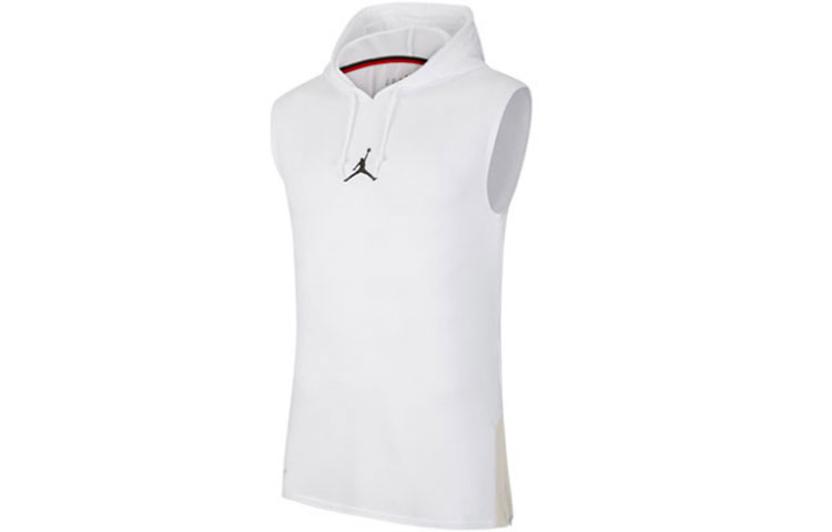 Jordan Air Dri-Fit back lettering printed hooded quick-drying training basketball vest for men, white