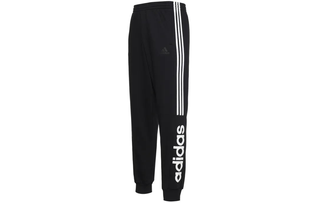 Adidas Thermal Windproof Loose Fit Fleece Lined Casual Long Knitted Sweatpants Men's Black