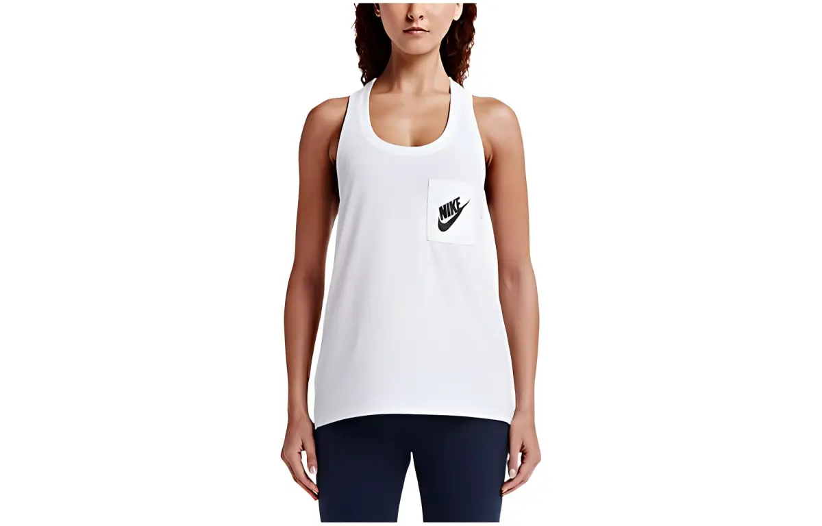 Nike Tank Tops Women's White U-neck Moderate Straight Fit