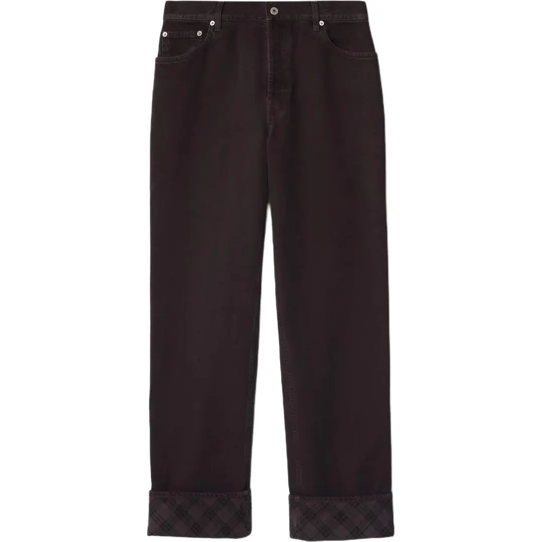 Burberry checkered-trim straight-leg jeans