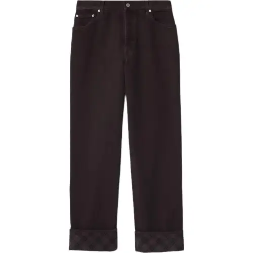 Burberry checkered-trim straight-leg jeans