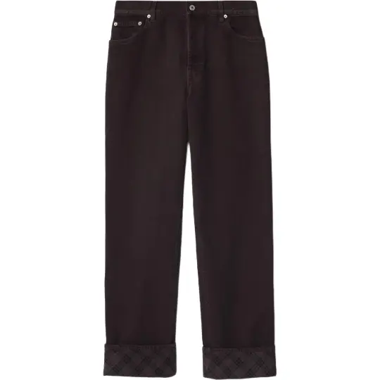 Burberry checkered-trim straight-leg jeans