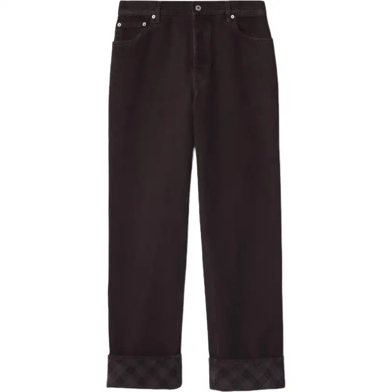 Burberry checkered-trim straight-leg jeans