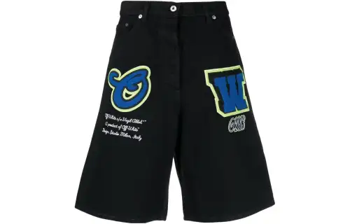 OFF WHITE Logo Patch Denim Shorts