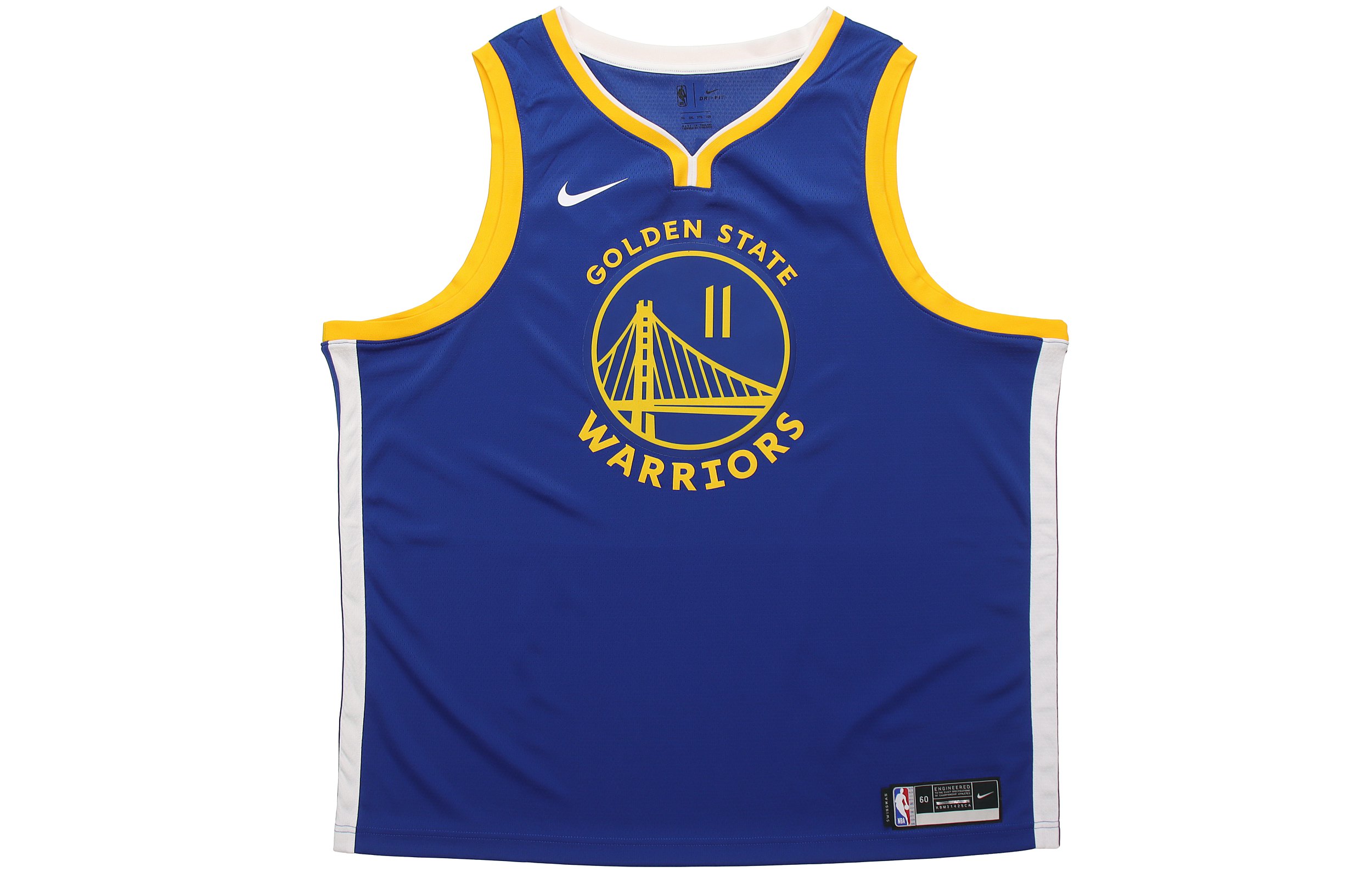 Nike NBA retro sports bumper letter print sports basketball vest SW fan version Golden State Warriors Thompson No. 11 men's light grass blue