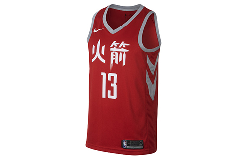 Nike Swingman NBA Houston Version Jersey Moisture-wicking Jersey Rockets Harden No. 13 Chinese Version Basketball Vest Men's Red