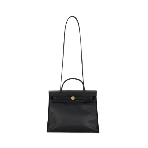 HERMES Herbag Zip H Plume Canvas And Hunter Cow Leather Shoulder Bag, Crossbody Bag, Handbag 31 Unisex