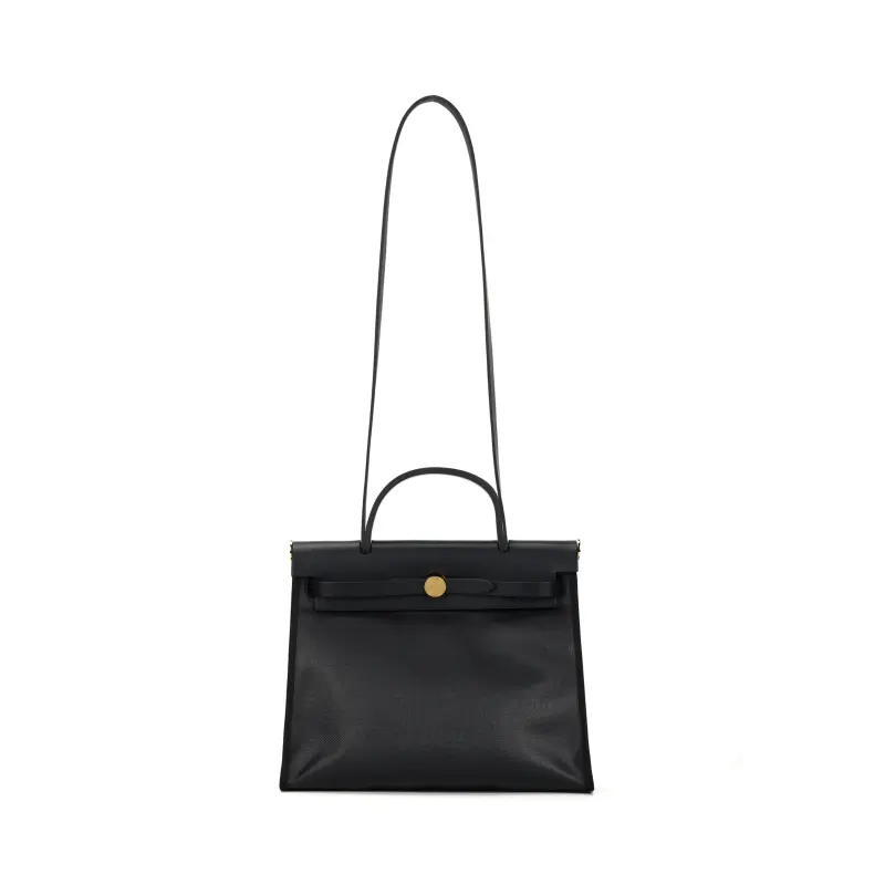 HERMES Herbag Zip H Plume Canvas And Hunter Cow Leather Shoulder Bag, Crossbody Bag, Handbag 31 Unisex
