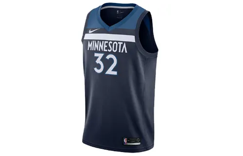 Nike NBA Towns Timberwolves No. 32 Fans Edition Moisture-wicking loose basketball vest Men's Dark Blue