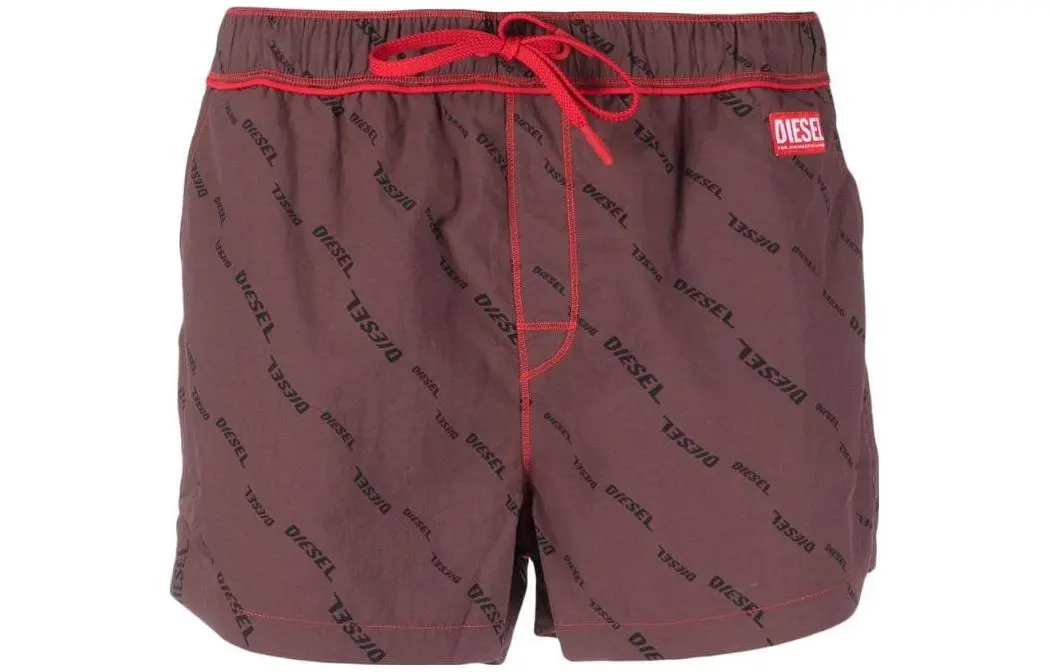 DIESEL Casual Shorts Men's Brown Red Moderate Straight Fit Pants