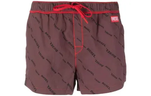DIESEL Casual Shorts Men's Brown Red Moderate Straight Fit Pants
