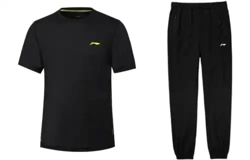 Li Ning Casual Sportswear Men's Black Crew Neck Moderate
