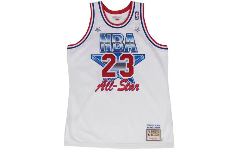 Mitchell & Ness 91 Charlotte All-Star Game Bulls Jordan No. 23 AU Player Edition Retro Sports Breathable Basketball Vest Men's White