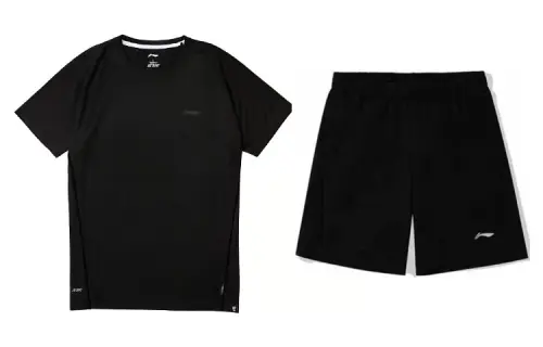 Li Ning Casual Sportswear Men's Black Crew Neck Moderate