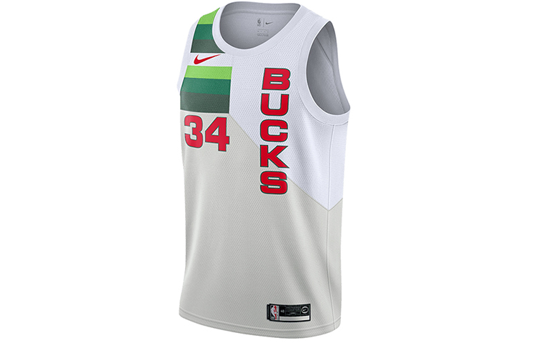 Nike NBA Basketball Vest SW Fan Edition Milwaukee Bucks Antetokounmpo Antetokounmpo No. 34 Men's White