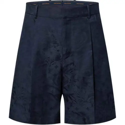 Lv Monogram Cotton Blend Tailored Shorts