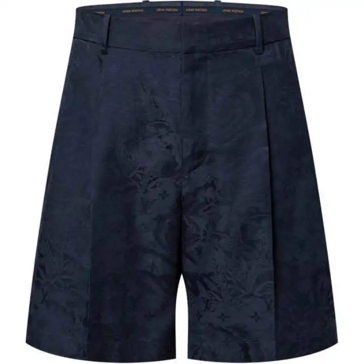 Lv Monogram Cotton Blend Tailored Shorts