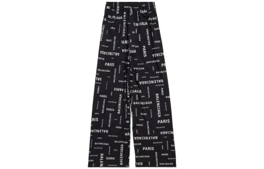 Balenciaga Casual Pants Loose Fit Men's Black