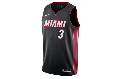 Nike NBA Dwyane Wade Icon Edition Swingman Jersey Wade Heat No. 3 Team Limited Contrast SW Fan Edition Jersey Men's Black