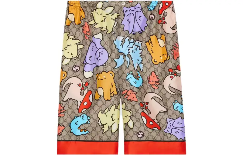 GUCCI Gg Print Silk Twill Shorts