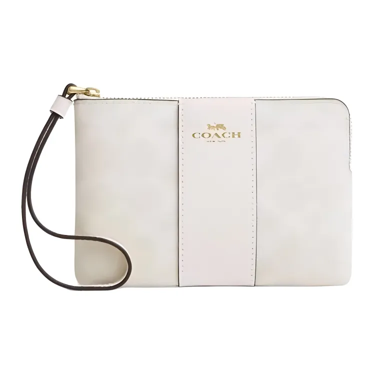 COACH Corner Zip Artificial Leather Clutches Women's White