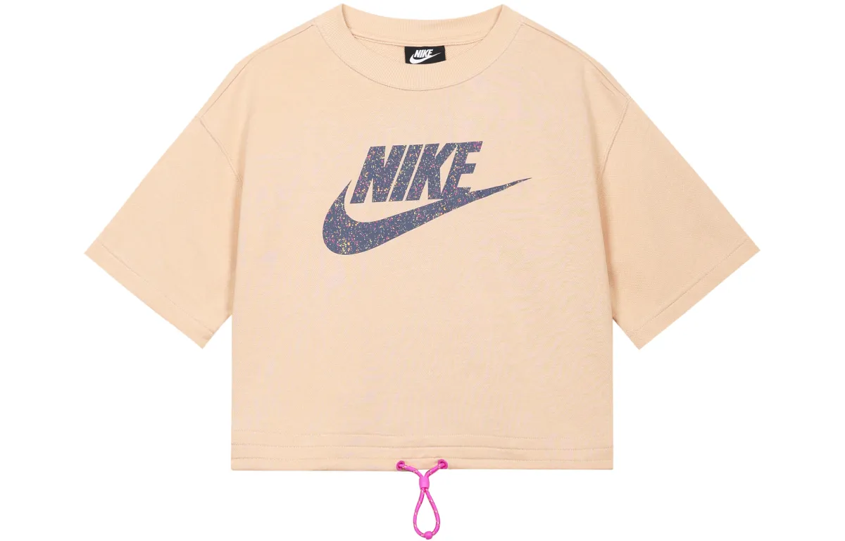 Nike Crop Tops Women's Pink Crew Neck Moderate