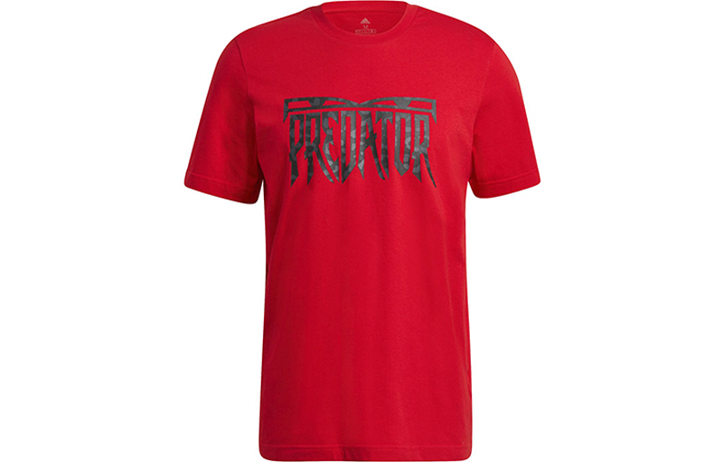 Adidas, football sports breathable scarlet short sleeve T-shirt for training for leisure, with your logo imprint