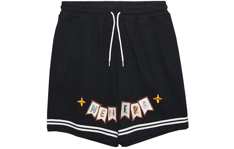 New Era Casual Shorts Men's Black Moderate Straight Fit Pants