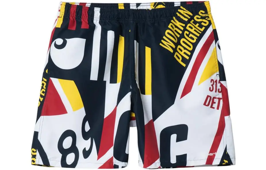 Carhartt WIP Casual Shorts Unisex Red Yellow Moderate Straight Fit Pants