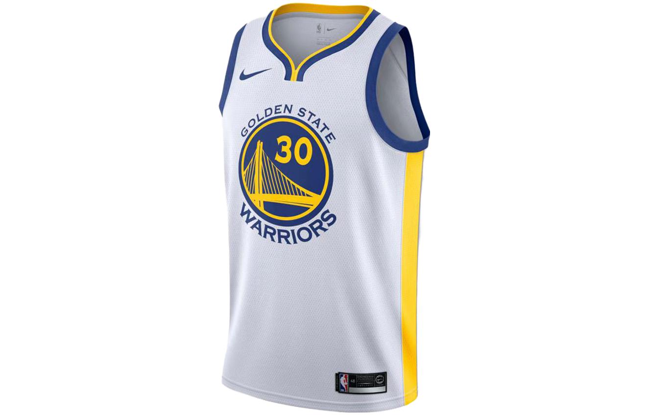 Nike NBA SW Fan Edition Brand Logo Printed Retro Basketball Golden State Warriors Curry No. 30 Basketball Vest Men's White