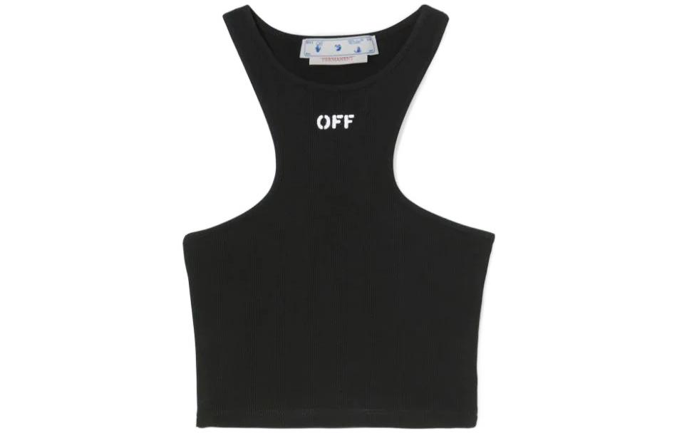 OFF WHITE Women's Off Stamp Ribbed Rowing Top Black/White