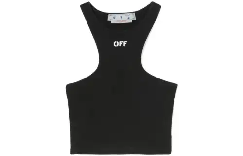 OFF WHITE Women's Off Stamp Ribbed Rowing Top Black/White