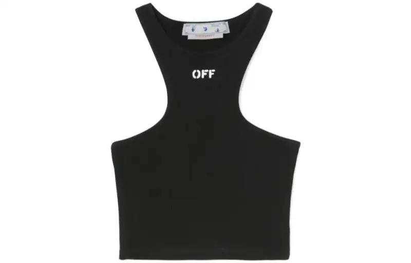 OFF WHITE Women's Off Stamp Ribbed Rowing Top Black/White