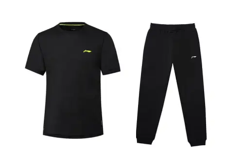 Li Ning Casual Sportswear Men's Black Crew Neck Moderate