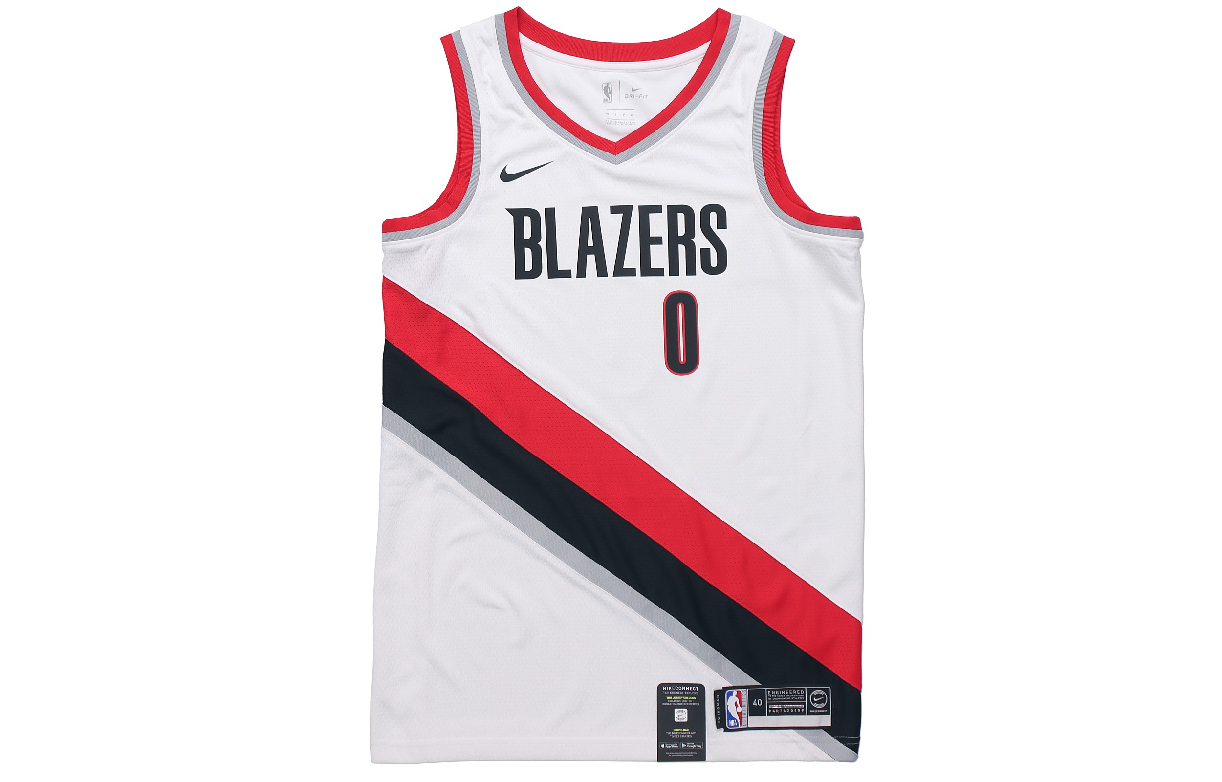 Nike NBA jersey, moisture-wicking basketball vest, SW fan version, Lillard, Trail Blazers No. 0, League limited, men's style, white