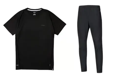 Li Ning Casual Sportswear Men's Black Crew Neck Moderate