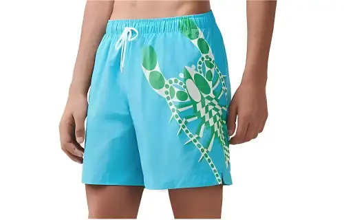 HERMES Men's Swimwear Men's Light Blue Square Leg Swim Trunks