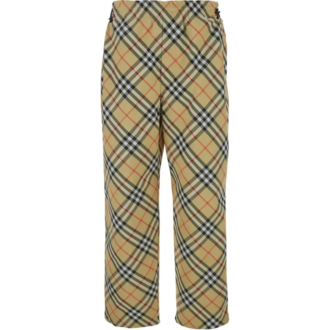 Burberry Checked Ekd Motif Straight-Leg Trousers