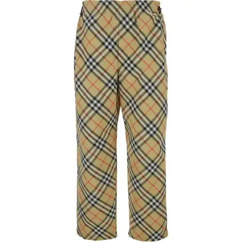 Burberry Checked Ekd Motif Straight-Leg Trousers
