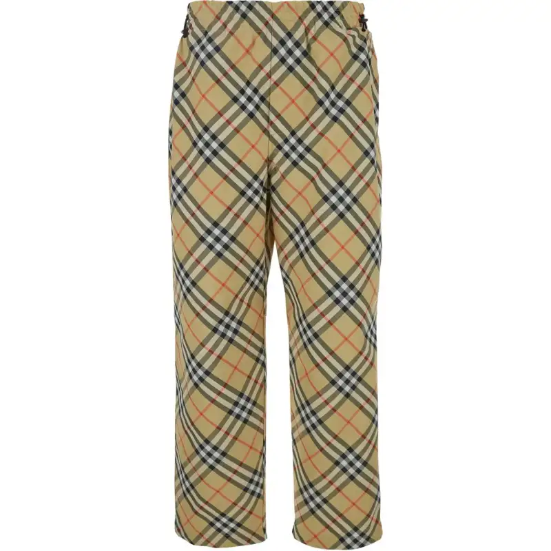 Burberry Checked Ekd Motif Straight-Leg Trousers