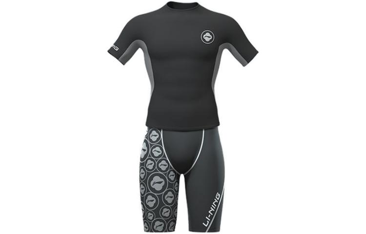 Li Ning Swimming Shorts Men's Y Collection Set[Mid Length Swim Shorts+Top] Moderate