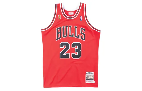Mitchell & Ness NBA Retro Sports Breathable Moderately Loose Basketball Vest AU Player Version 1995-96 Season Finals Chicago Bulls Michael Jordan No. 23 Unisex Red