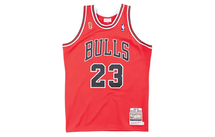 Mitchell & Ness NBA Retro Sports Breathable Moderately Loose Basketball Vest AU Player Version 1995-96 Season Finals Chicago Bulls Michael Jordan No. 23 Unisex Red